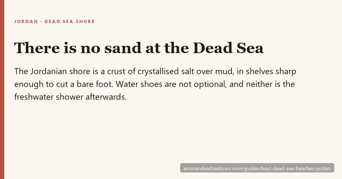 There is no sand at the Dead Sea: the Jordanian shore is crystallised salt over mud